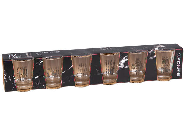 Shotglass blank gutta-tekster 5x6cm s/6 Gavepakket sett med 6 stk shotglass 