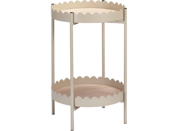 Sidebord 2 etg mdf/metall 33x45,5cm 3ass Farger: offwhite, taupe, rosa 