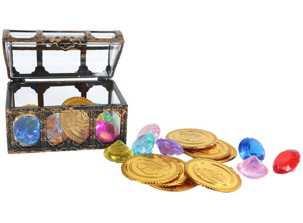 Skattekiste 24 mynter/diamanter 7,5 cm 