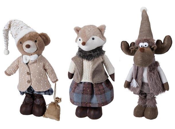 Skogsdyr stående beige 62cm 3ass Forpk 9stk Polyester/Bomull Sand 