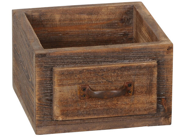 Skuffe eske brunt tre 20x19x12cm 