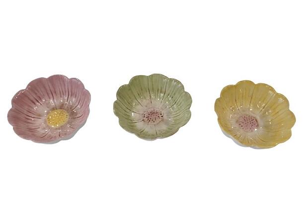 Skål blomsterform keramikk 11x4,5cm 3ass 