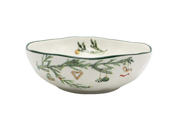 Skål hvit keramikk m/grønn jul 17x5,7cm 