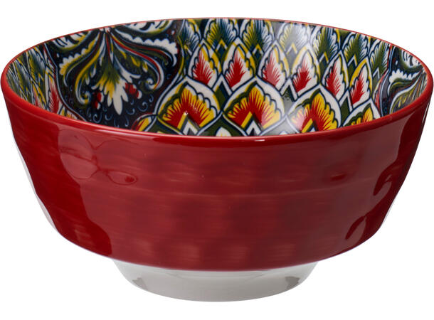 Skål mønstret porselen 16x7,5cm 4ass Forpk 8stk 780ml 