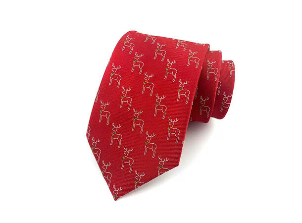 Slips rødt m/reinsdyr Voksen L:144cm Polyester. Pakket i gaveeske 