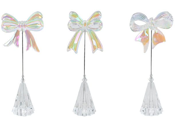 Sløyfe akryl m/pinne 8x4,5x18cm 3ass 