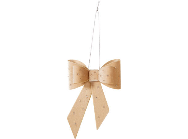 Sløyfe beige, brun, krem m/gli 11cm 3ass Display 40stk Polyester 