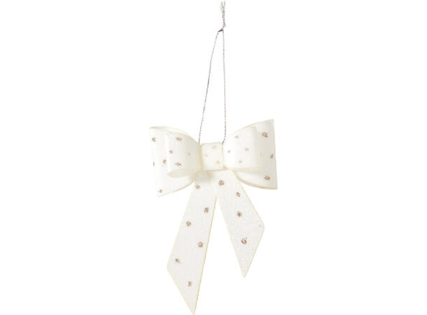 Sløyfe beige, brun, krem m/gli 11cm 4ass Display 40stk Polyester 