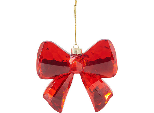 Sløyfe rød akryl PE 19x4x18cm Display 12stk 