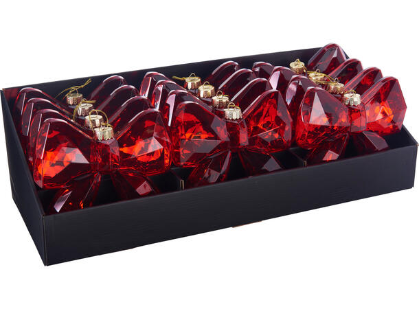 Sløyfe rød akryl PE 19x4x18cm Display 12stk 