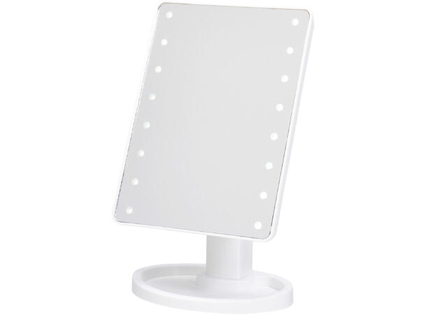 Sminkespeil LED-lys Hvit PP 26x16x11cm Batteri 4xAA (ikke inkl.) og USB-C drift 