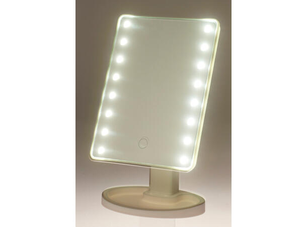 Sminkespeil LED-lys Hvit PP 26x16x11cm Batteri 4xAA (ikke inkl.) og USB-C drift 