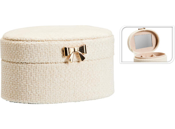 Smykkeskrin Offwhite fløyel 12x6,5x10cm Polyester/MDF 