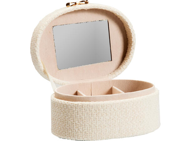 Smykkeskrin Offwhite fløyel 12x6,5x10cm Polyester/MDF 