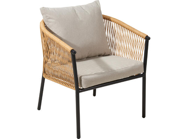 Sofasett stål/rotting sort m/puter 4 deler 