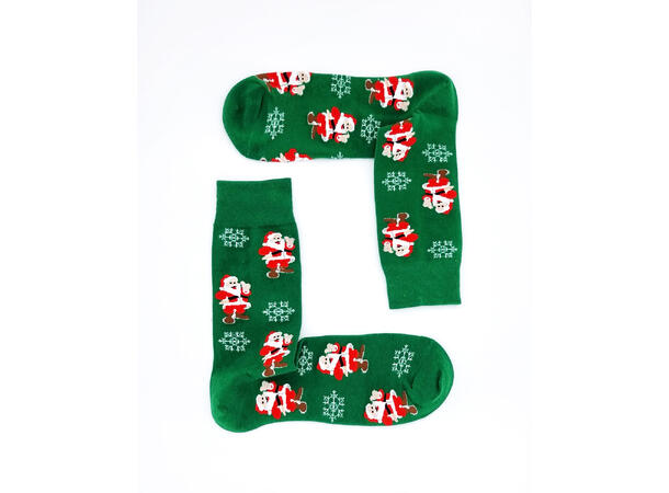 Sokk grønn med nisse 41-47 75% bomull, 22% polyester, 3% elastan 