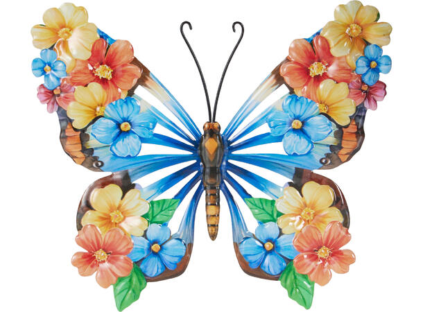 Sommerfugl metall veggdekor 21x18cm 4ass 