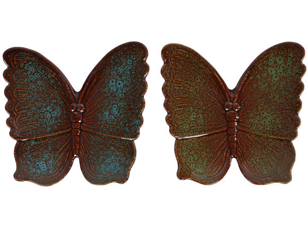 Sommerfugl vegg keramikk 18x17cm 2ass Forpakn.12stk 