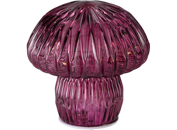 Sopp farget glass 10 LED 15cm 4ass Batteri 3xAAA Timer 6/18t 