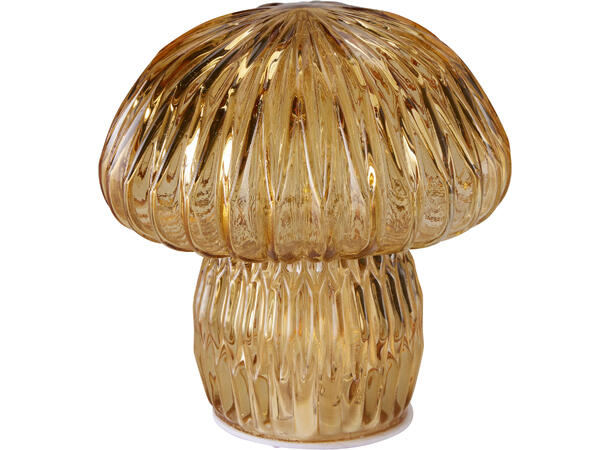 Sopp farget glass 10 LED 15cm 4ass Batteri 3xAAA Timer 6/18t 