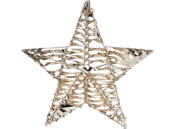 Stjerne LED flettet gull d:40cm Batteri 3xAA Timer 6/18t 