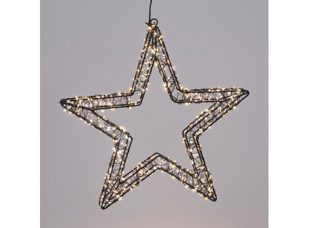 Stjerne varmhvit LED sort metall 36cm 800 LED dimmer Timer 6/18t IP44 