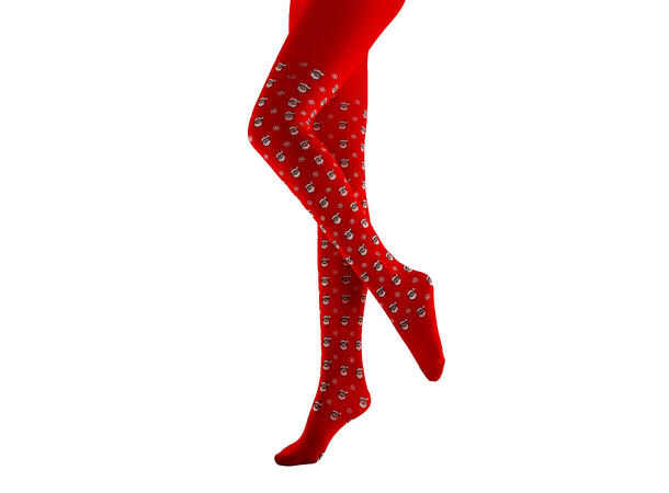 Strømpebukse rød m/nisse Voksen L/XL 88% nylon, 12% elastan 