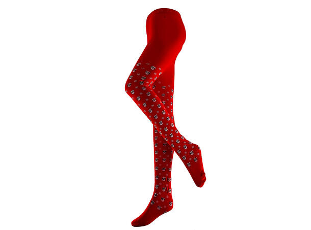 Strømpebukse rød m/nisse Voksen L/XL 88% nylon, 12% elastan 