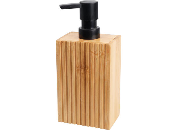 Såpedispenser bambus 8,5x6,5x17, 5cm FSC 100% Svart pumpe 