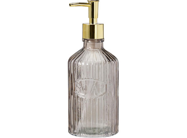 Såpedispenser glass 450ml 8x21cm 4ass Stripemønster Gullpumpe 