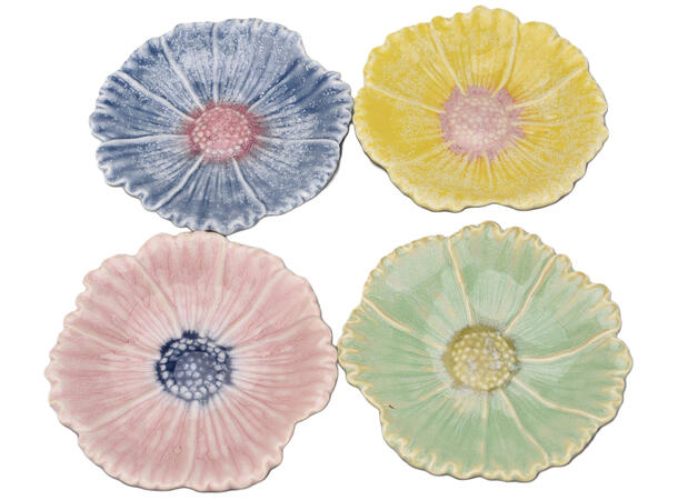 Tallerken blomst keramikk 15x2,3cm 4ass 