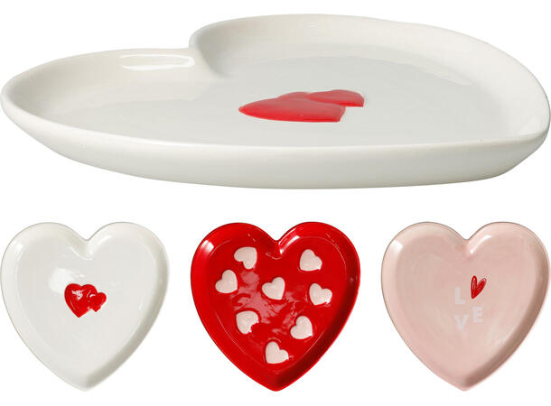 Tallerken keramikk rød hvit 20cm 3ass Forpakning: 12stk 