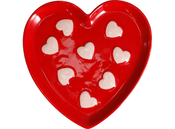 Tallerken keramikk rød hvit 20cm 3ass Forpakning: 12stk 