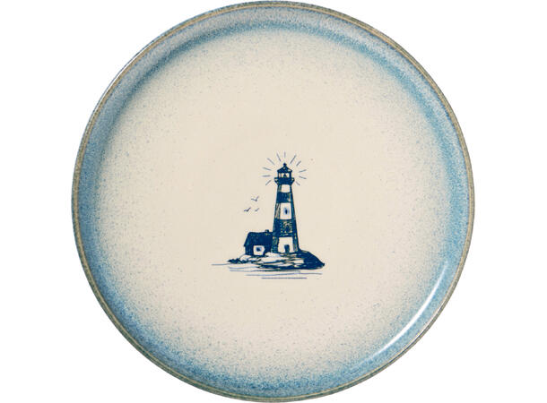 Tallerken maritim hvit m/blå 22,5cm 4as Forpk 4stk 