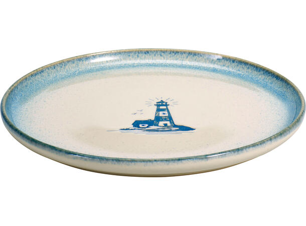 Tallerken maritimt hvit m/blå 22,5cm 4as 