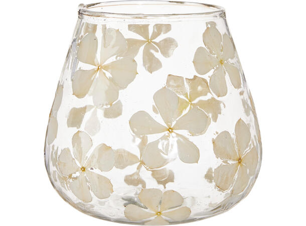 Telysholder m/blomstermosaikk glass 10cm 