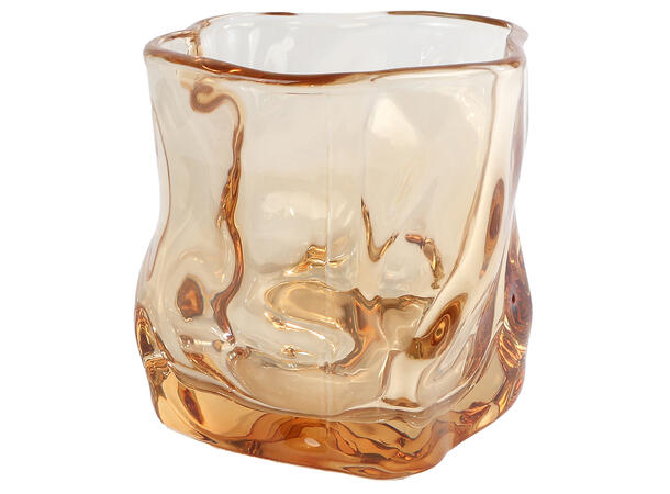 Telysholder ravfarget glass 8x8x7,5cm 
