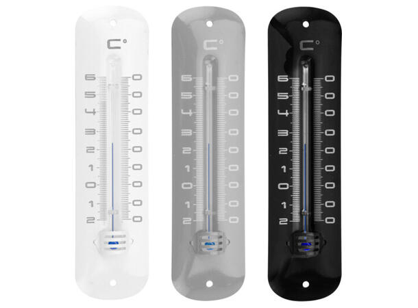 Termometer til vegg metall 19x5cm 3ass Forpakning 24stk 