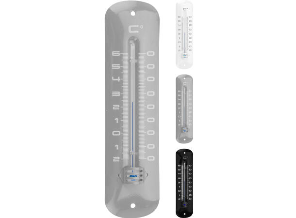 Termometer til vegg metall 19x5cm 3ass 