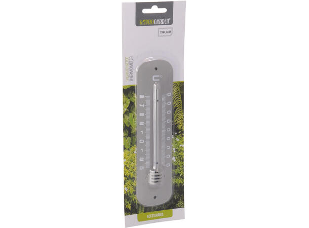 Termometer til vegg metall 19x5cm 3ass 