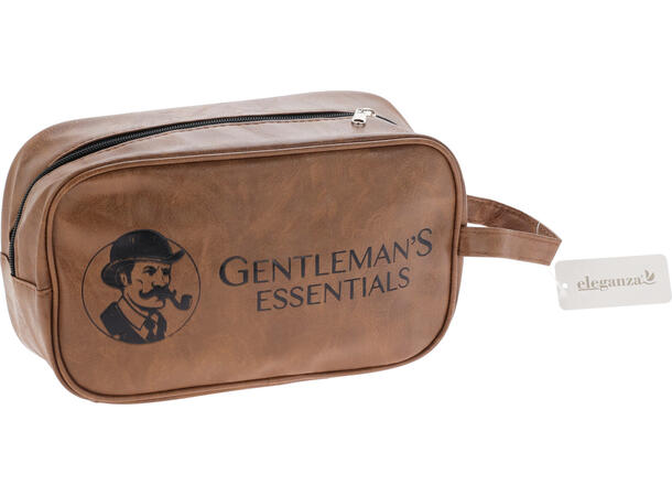 Toalettmappe Gentleman brun PU 26x15cm Vekt: 162gram 
