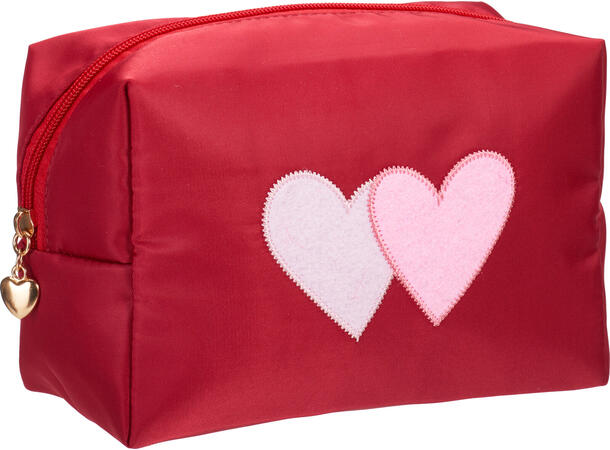 Toalettmappe rød/rosa 21x10x13cm 2ass 