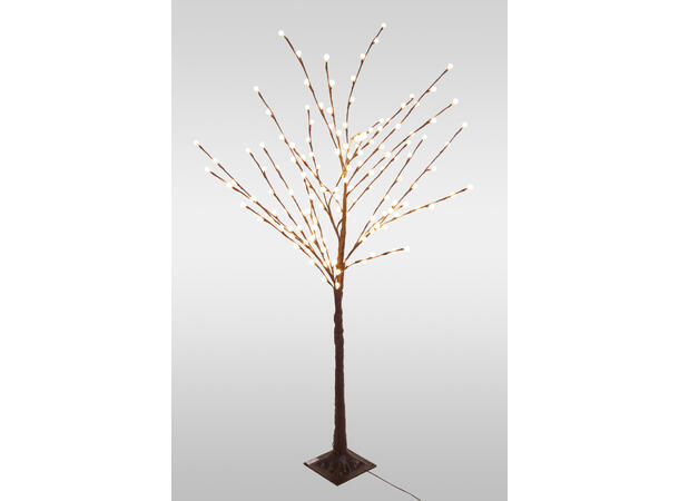 Tre brune grener LED 144 varmhvit 150cm IP44 adapter Timer 8/16t 