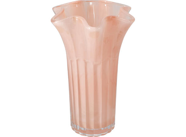 Vase blomsterformet topp h: 25cm 3 ass Rosa, grønn, sand str: 16,5x8,5x25cm 