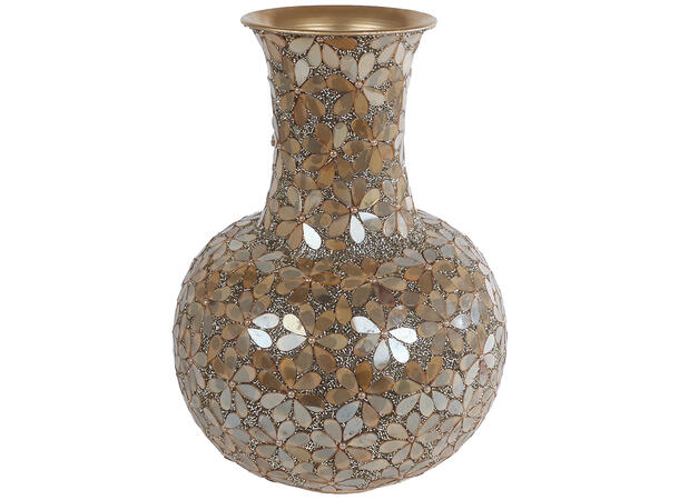 Vase gull mosaikk metall 26x26x36cm Forpk 3stk 