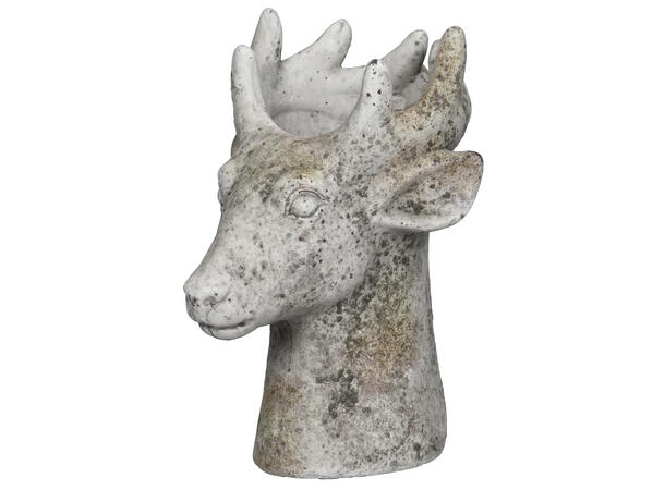 Vase reinsdyr gråbrun sement 18x23x26cm 
