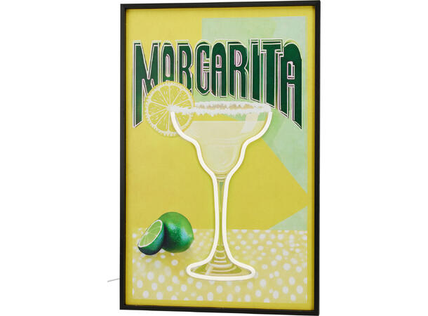 Veggdekor LED cocktail 38x58cm 4ass 