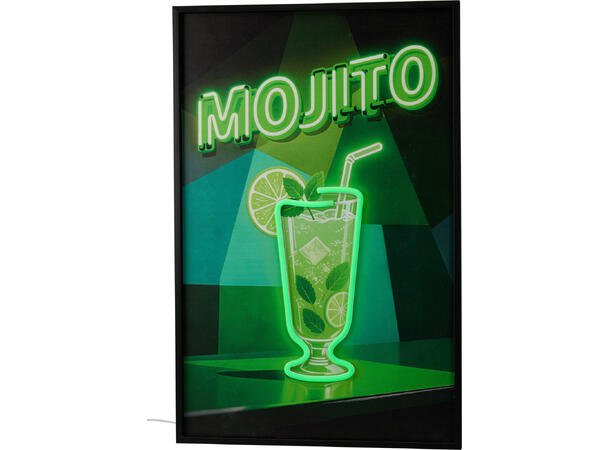 Veggdekor LED cocktail 38x58cm 4ass 