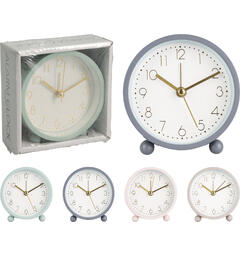 Vekkerklokke m/kulefot 10cm 4ass Batteri: 1xAA ikke inkl