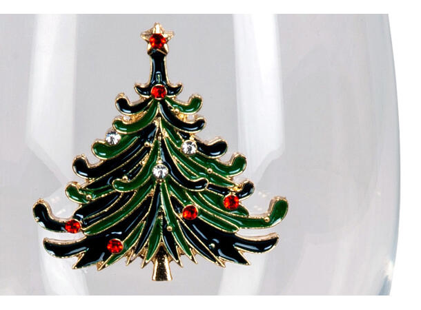 Vinglass blankt m/dekor juletre h:22,5cm Volum: 480ml. Kommer i gaveeske. Forpk 6 